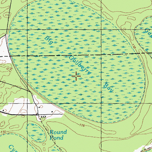 Topographic Map of Big Gallberry Bay, NC
