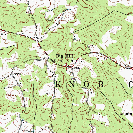 Topographic Map of Big Hill Church, NC