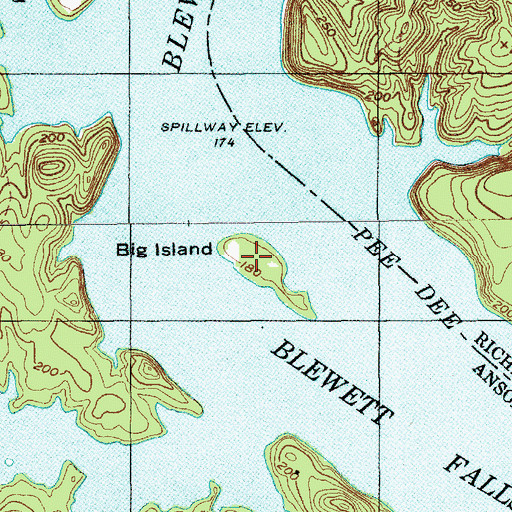 Topographic Map of Big Island, NC