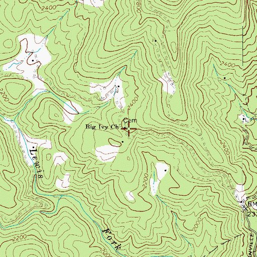 Topographic Map of Big Ivy Church, NC