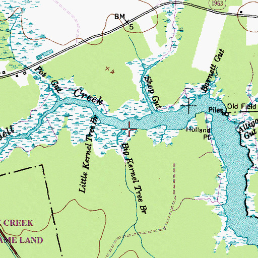 Topographic Map of Big Kernel Tree Branch, NC
