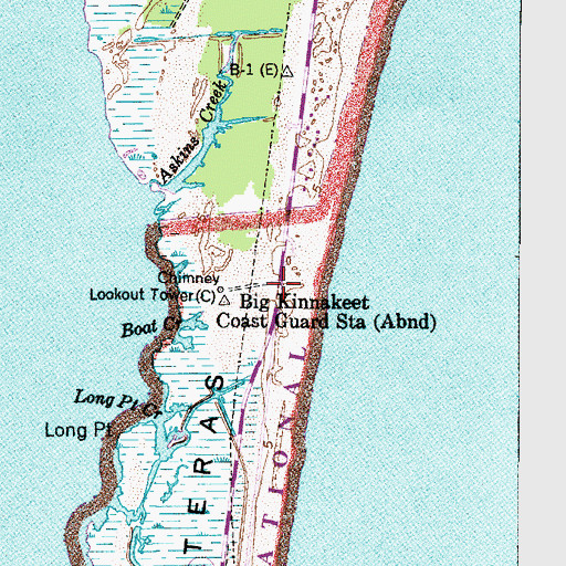 Topographic Map of Big Kinnakeet Coast Guard Station (historical), NC