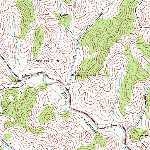 Topographic Map of Big Laurel Church, NC