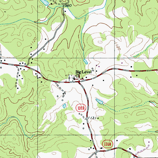 Topographic Map of Big Level Church, NC