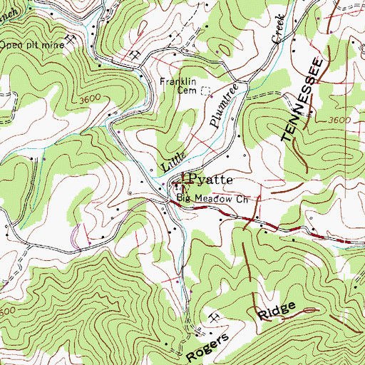 Topographic Map of Big Meadow Church, NC