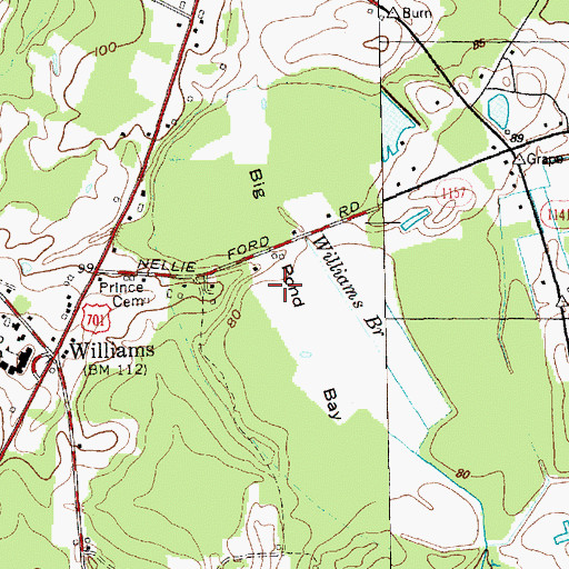 Topographic Map of Big Pond Bay, NC