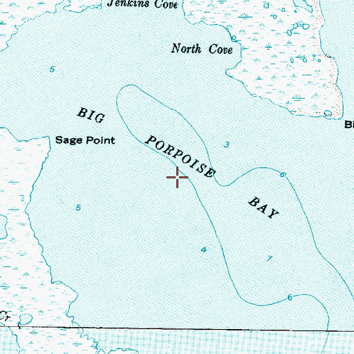 Topographic Map of Big Porpoise Bay, NC