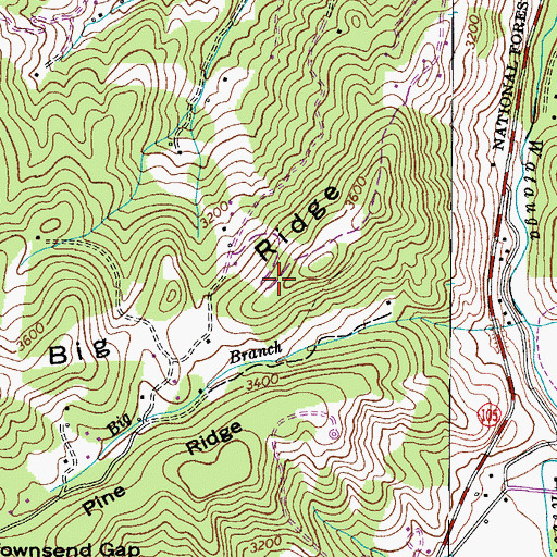 Topographic Map of Big Ridge, NC