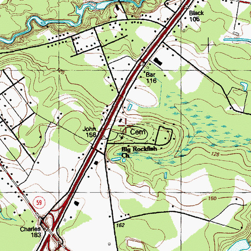 Topographic Map of Big Rockfish Church, NC