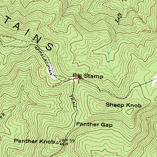 Topographic Map of Big Stamp, NC