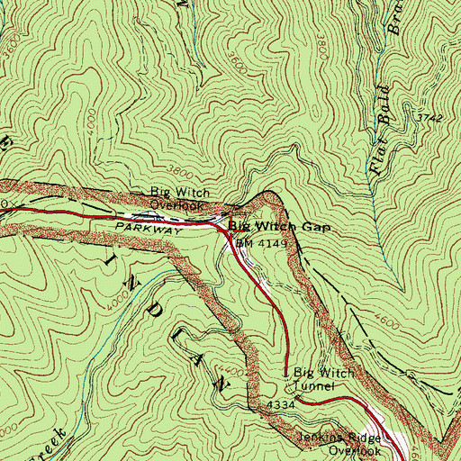 Topographic Map of Big Witch Gap, NC