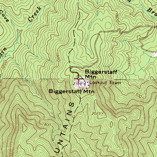 Topographic Map of Biggerstaff Mountain, NC