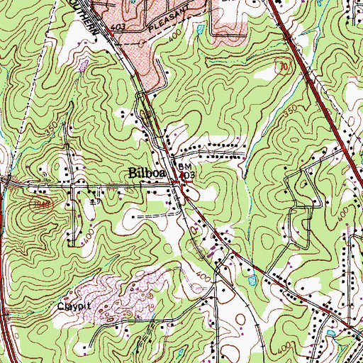 Topographic Map of Bilboa, NC