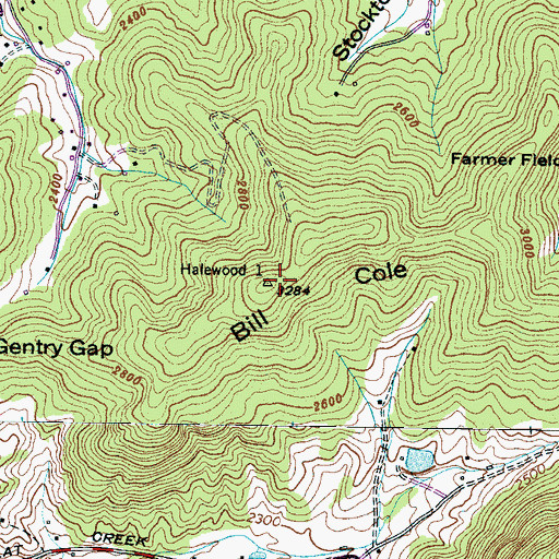 Topographic Map of Bill Cole Mountain, NC