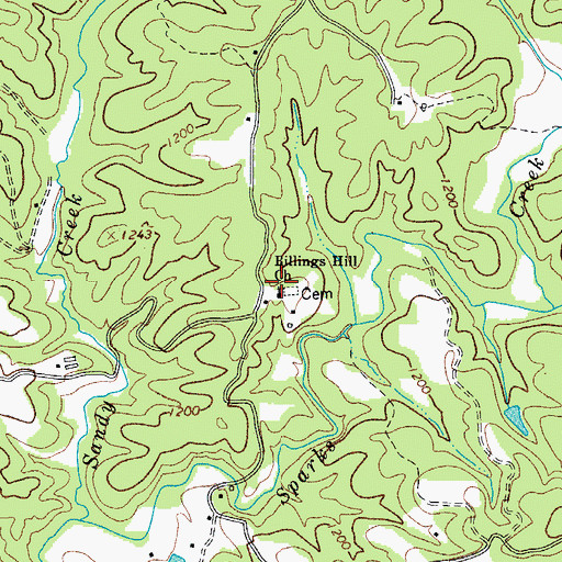 Topographic Map of Billings Hill Church, NC