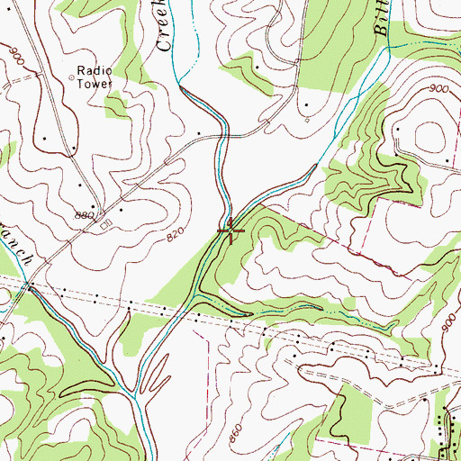 Topographic Map of Bills Branch, NC