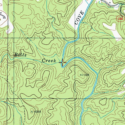 Topographic Map of Bills Creek, NC
