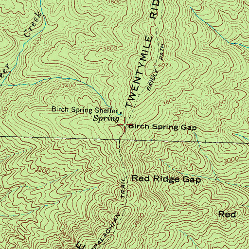 Topographic Map of Birch Spring Gap, NC