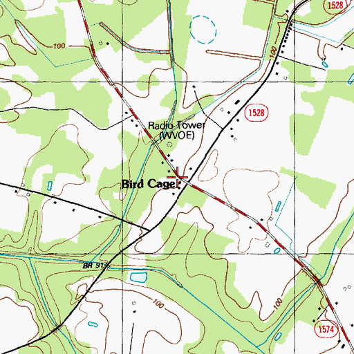 Topographic Map of Bird Cage, NC