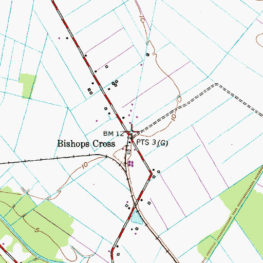 Topographic Map of Bishops Cross, NC