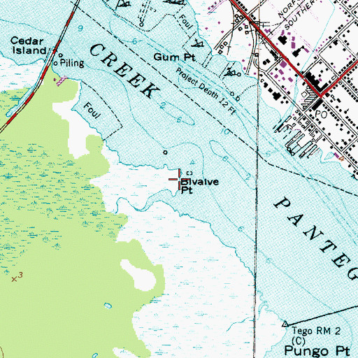 Topographic Map of Bivalve Point, NC