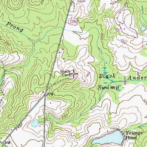 Topographic Map of Black Cemetery, NC