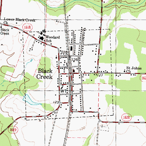 Topographic Map of Black Creek, NC