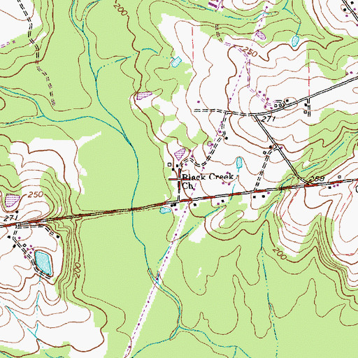 Topographic Map of Black Creek Church, NC