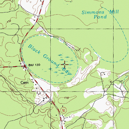 Topographic Map of Black Ground Bay, NC