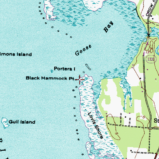 Topographic Map of Black Hammock Point, NC