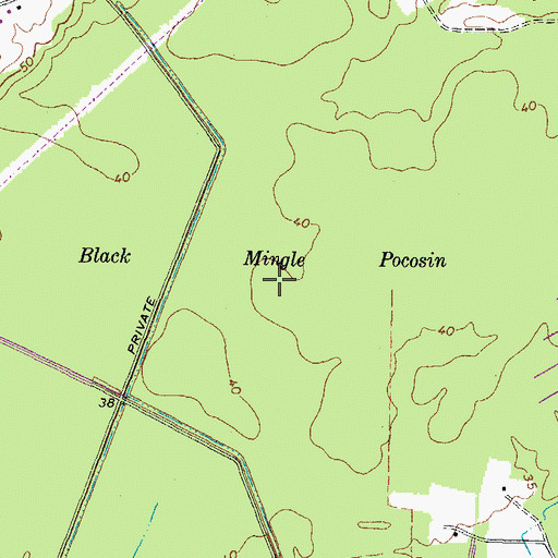 Topographic Map of Black Mingle Pocosin, NC
