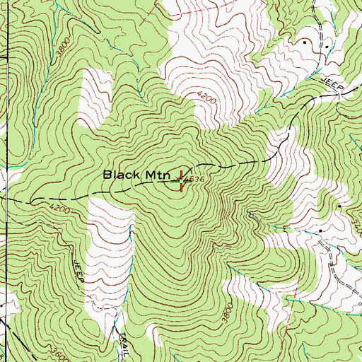 Topographic Map of Black Mountain, NC