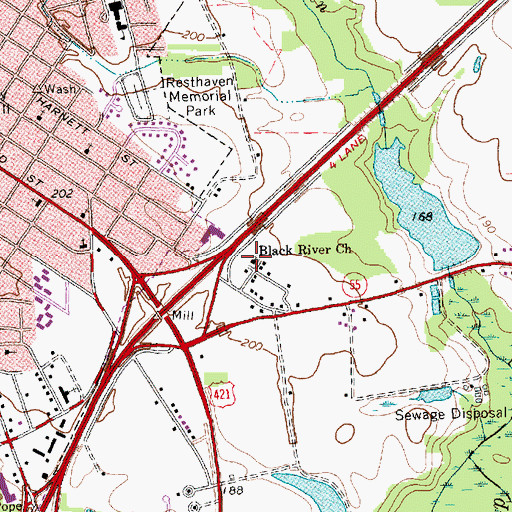 Topographic Map of Black River Church, NC
