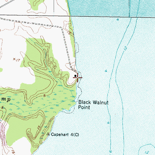 Topographic Map of Black Walnut Point, NC