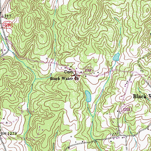 Topographic Map of Black Water Church, NC