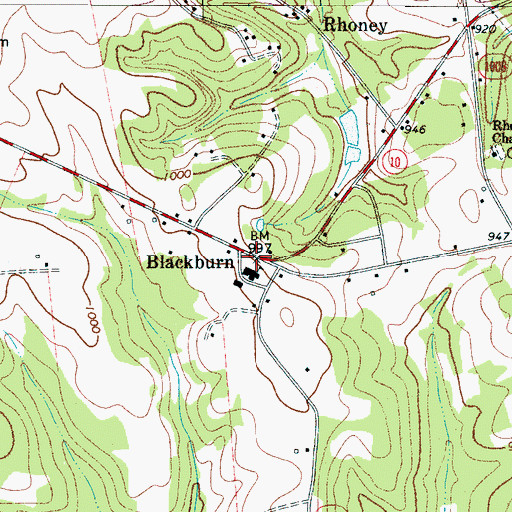 Topographic Map of Blackburn, NC