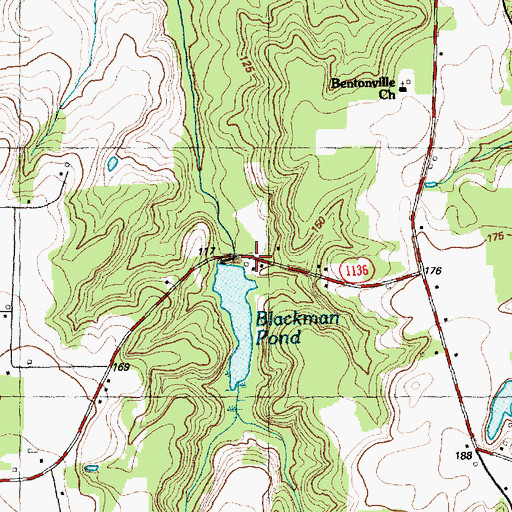 Topographic Map of Blackman Pond, NC