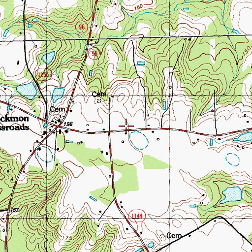Topographic Map of Blackmon Crossroads, NC