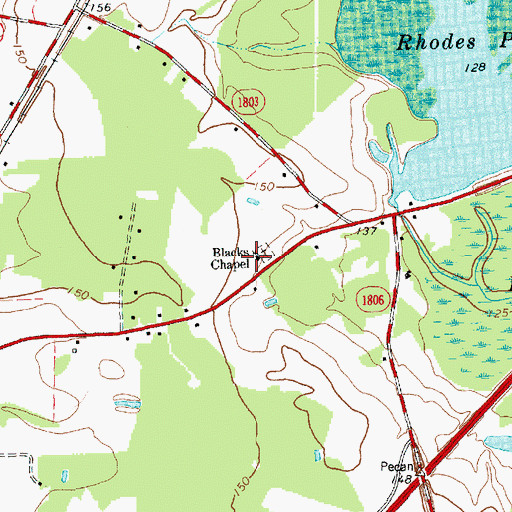 Topographic Map of Blacks Chapel, NC