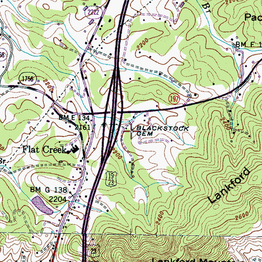 Topographic Map of Blackstock Cemetery, NC