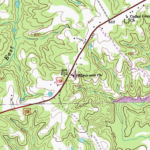 Topographic Map of Blackwell Church, NC