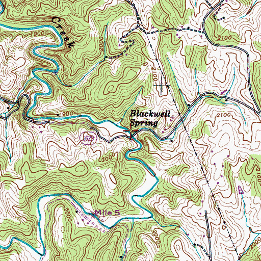 Topographic Map of Blackwell Spring, NC