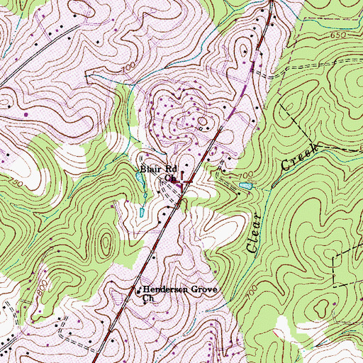 Topographic Map of Blair Road Church, NC