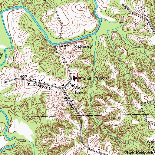 Topographic Map of Blanch Prison, NC