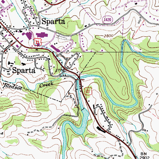 Topographic Map of Bledsoe Creek, NC