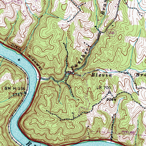 Topographic Map of Blevin Branch, NC