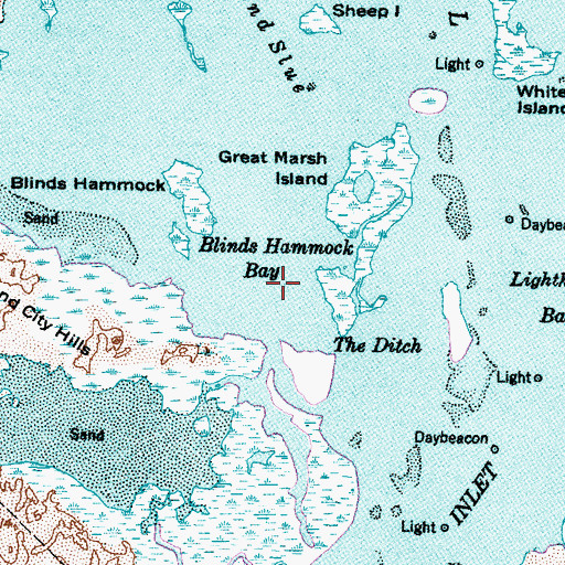 Topographic Map of Blinds Hammock Bay, NC