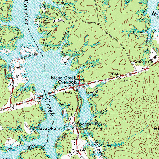Topographic Map of Blood Creek Overlook, NC