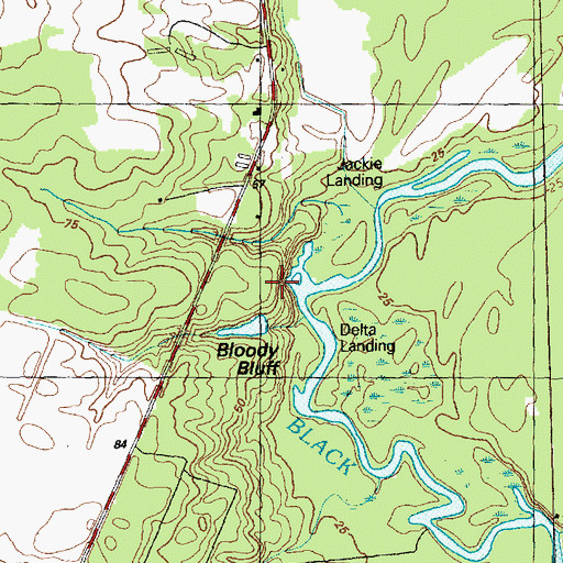 Topographic Map of Bloody Bluff, NC