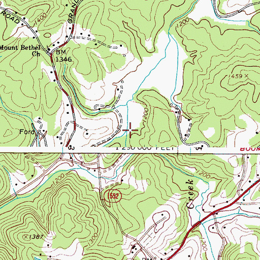 Topographic Map of Blue Creek, NC